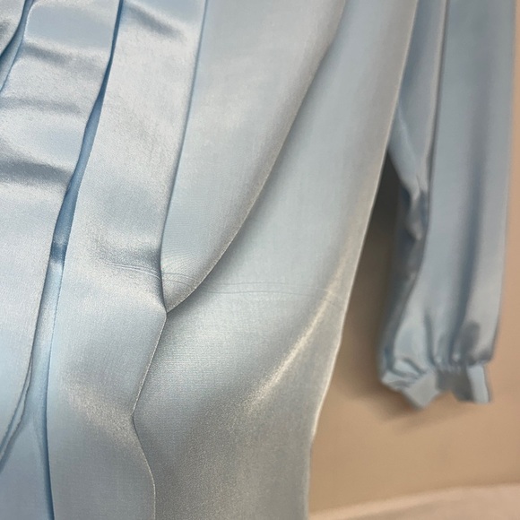 Jaclyn Smith Sky Blue Satin Blouse - Picture 8 of 12